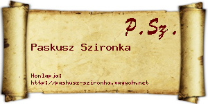 Paskusz Szironka névjegykártya